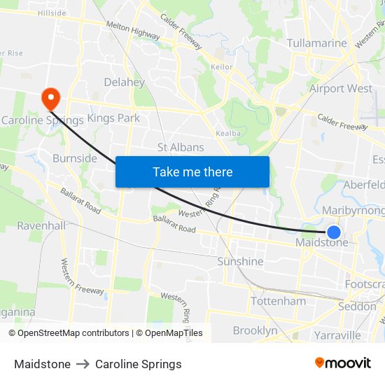 Maidstone to Caroline Springs map
