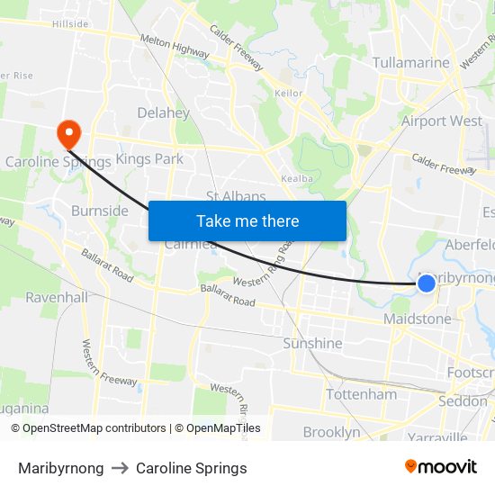 Maribyrnong to Caroline Springs map