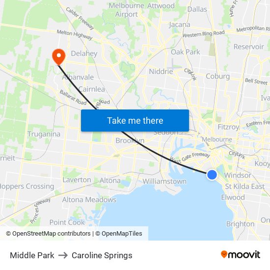 Middle Park to Caroline Springs map