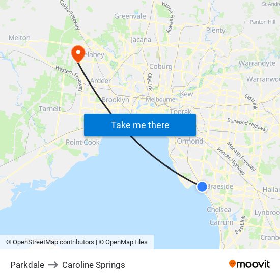 Parkdale to Caroline Springs map