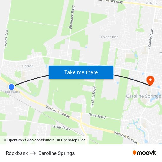 Rockbank to Caroline Springs map