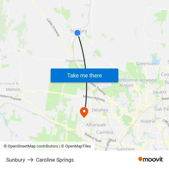Sunbury to Caroline Springs map