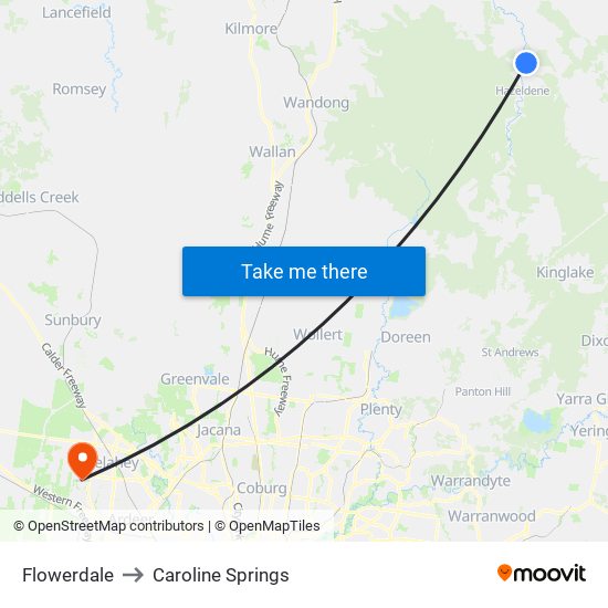 Flowerdale to Caroline Springs map