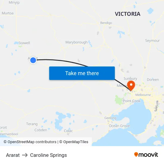 Ararat to Caroline Springs map