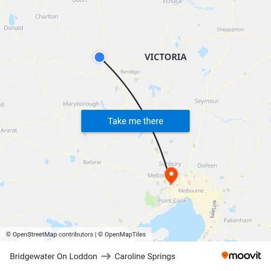 Bridgewater On Loddon to Caroline Springs map