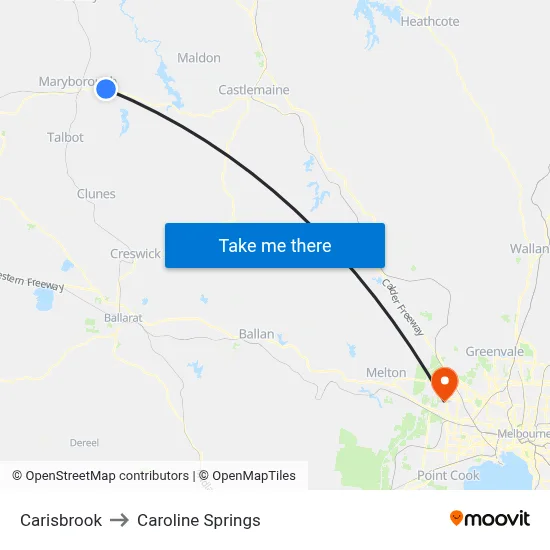 Carisbrook to Caroline Springs map