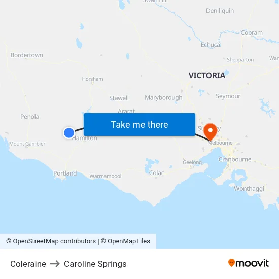 Coleraine to Caroline Springs map