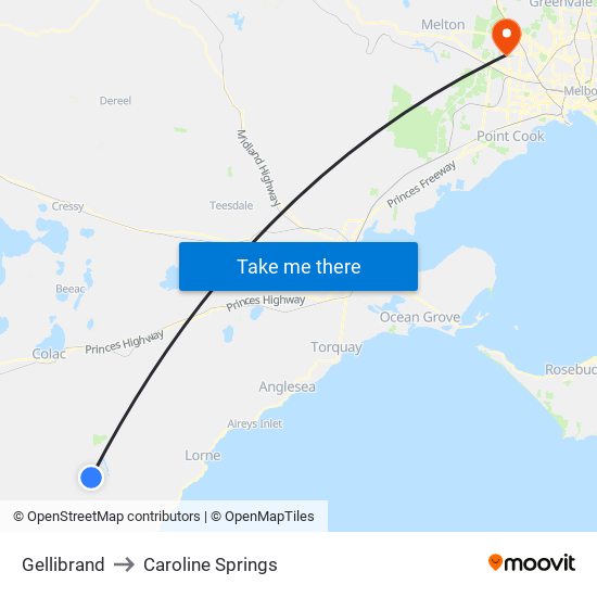 Gellibrand to Caroline Springs map