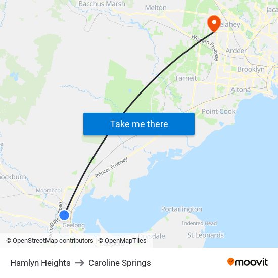 Hamlyn Heights to Caroline Springs map