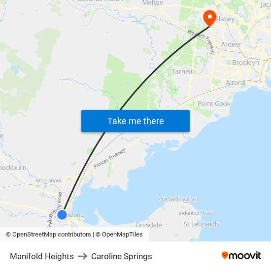 Manifold Heights to Caroline Springs map