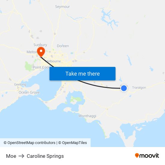 Moe to Caroline Springs map