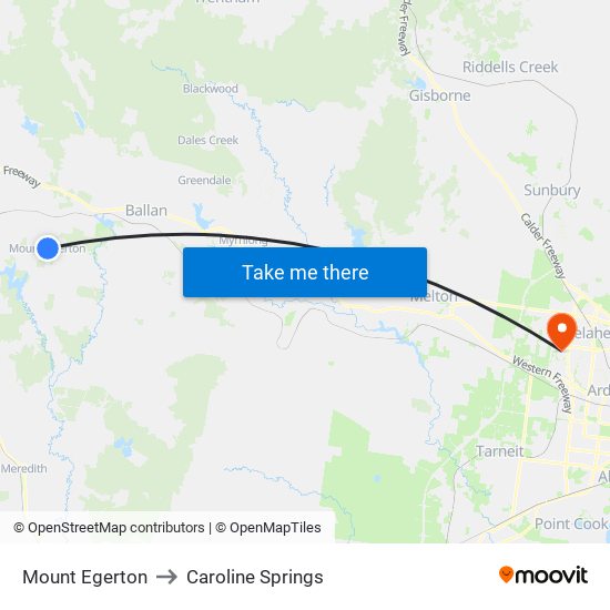 Mount Egerton to Caroline Springs map