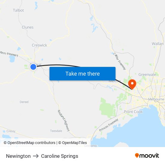 Newington to Caroline Springs map