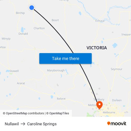 Nullawil to Caroline Springs map