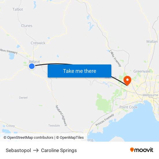 Sebastopol to Caroline Springs map