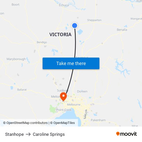 Stanhope to Caroline Springs map