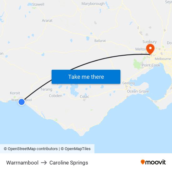 Warrnambool to Caroline Springs map