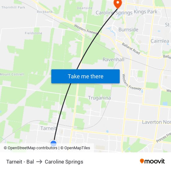 Tarneit - Bal to Caroline Springs map