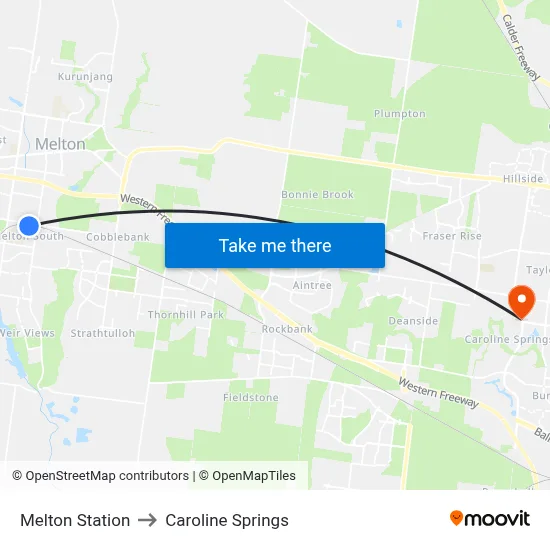 Melton Station to Caroline Springs map