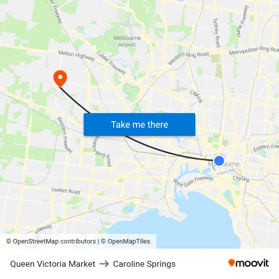 Queen Victoria Market to Caroline Springs map