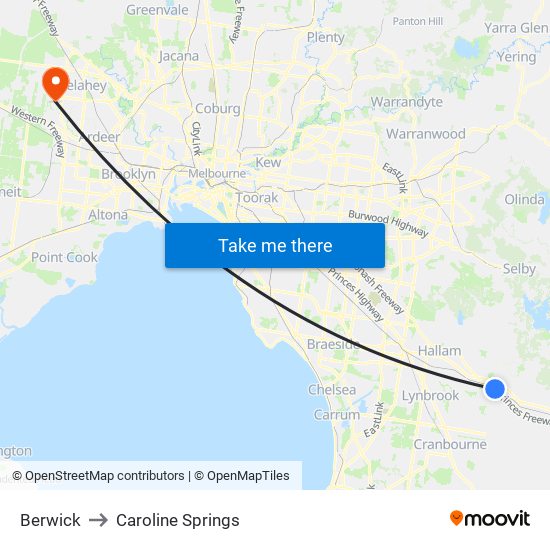 Berwick to Caroline Springs map