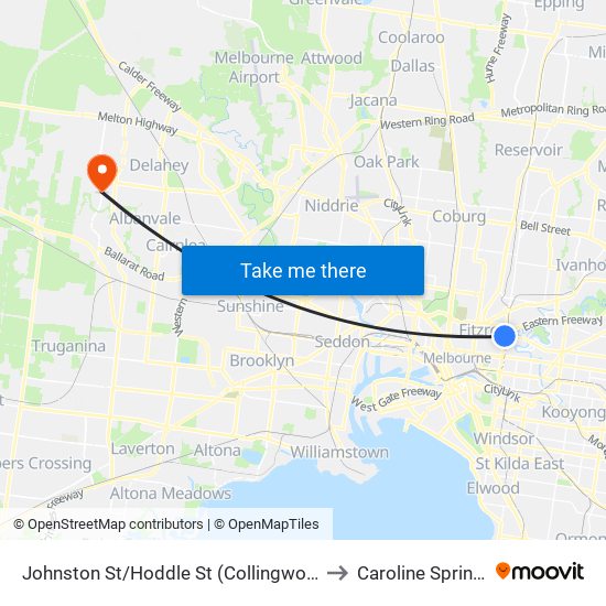 Johnston St/Hoddle St (Collingwood) to Caroline Springs map