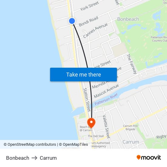 Bonbeach to Carrum map