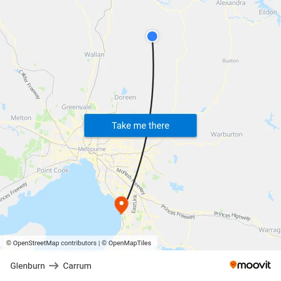 Glenburn to Carrum map