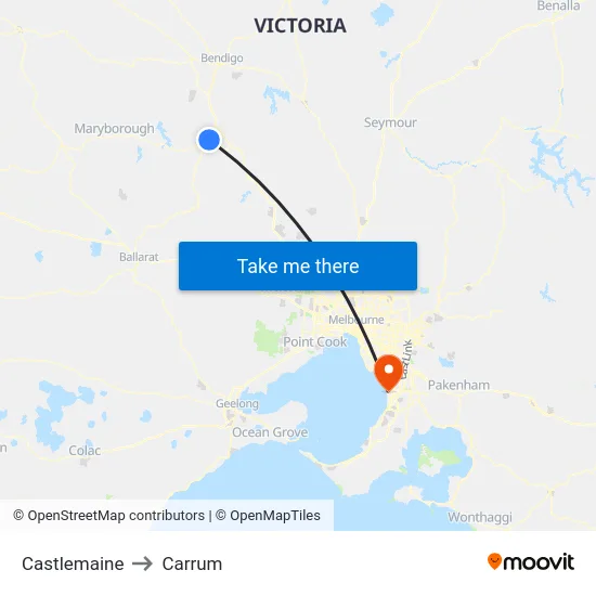 Castlemaine to Carrum map