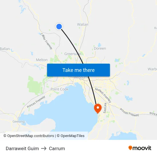Darraweit Guim to Carrum map