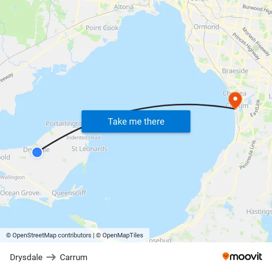 Drysdale to Carrum map