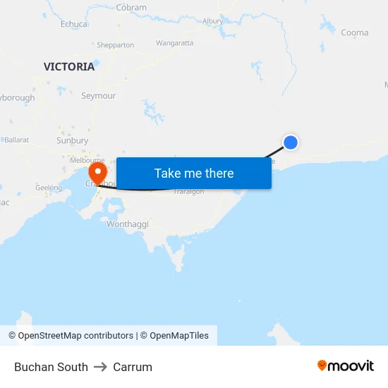 Buchan South to Carrum map