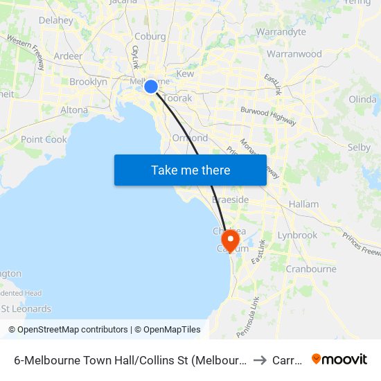 6-Melbourne Town Hall/Collins St (Melbourne City) to Carrum map