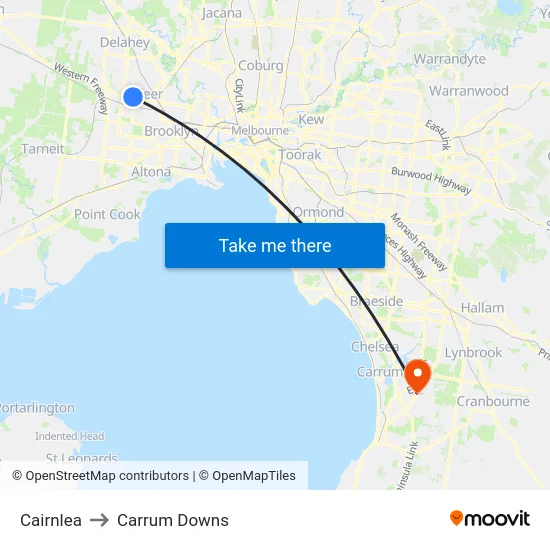 Cairnlea to Carrum Downs map
