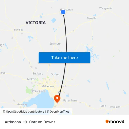 Ardmona to Carrum Downs map