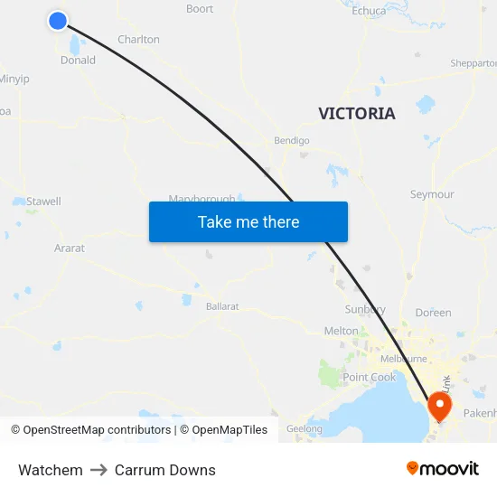 Watchem to Carrum Downs map