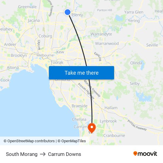 South Morang to Carrum Downs map