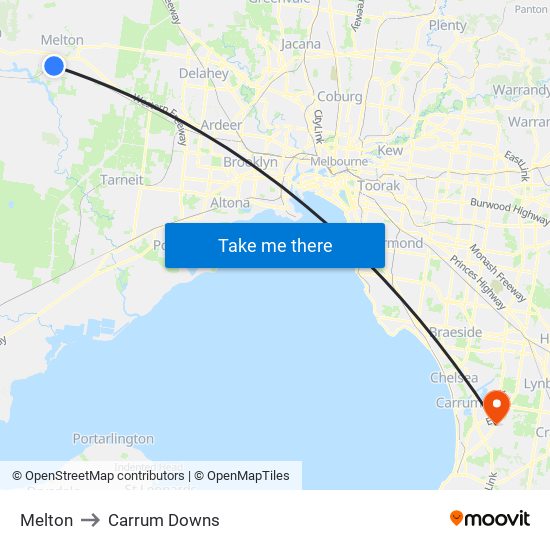 Melton to Carrum Downs map