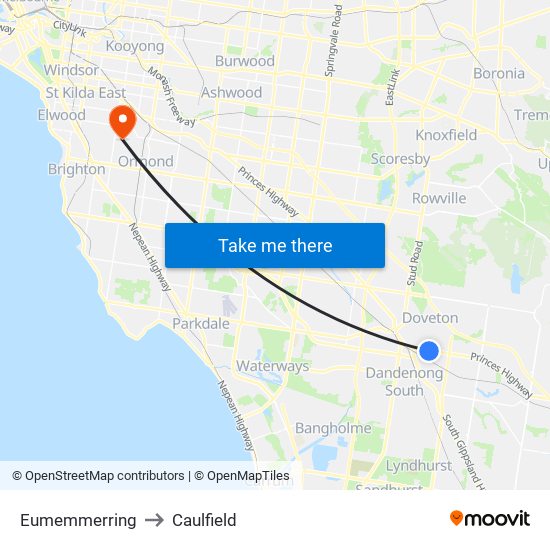 Eumemmerring to Caulfield map