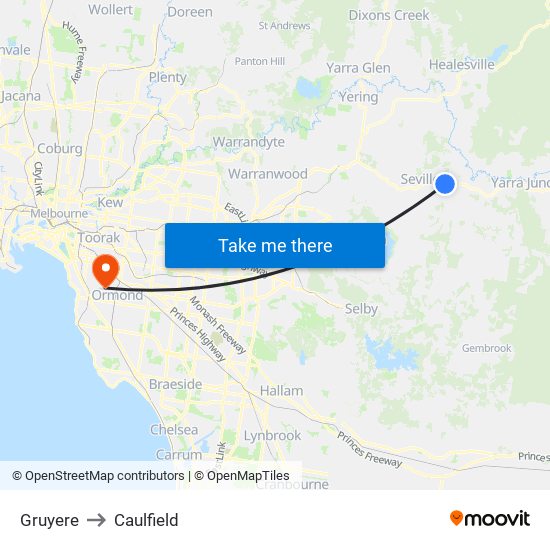 Gruyere to Caulfield map