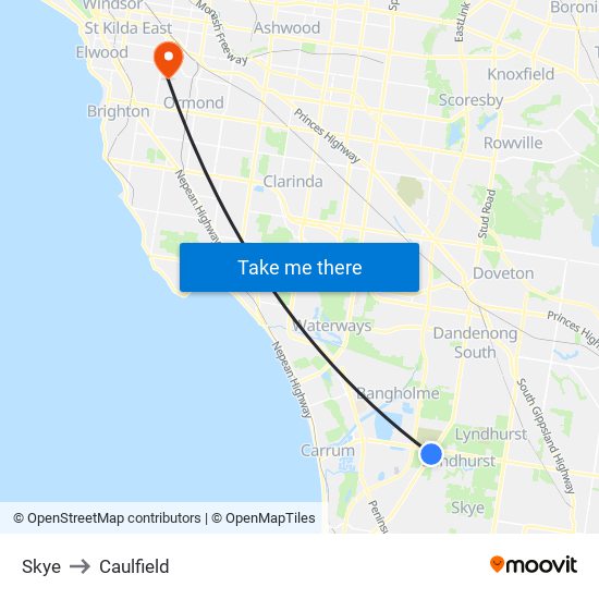 Skye to Caulfield map