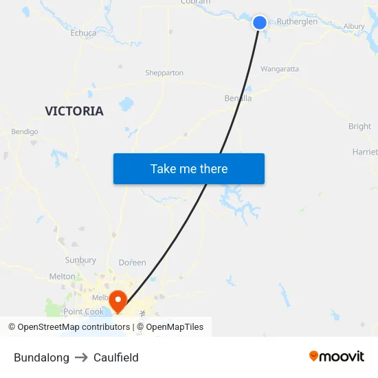 Bundalong to Caulfield map