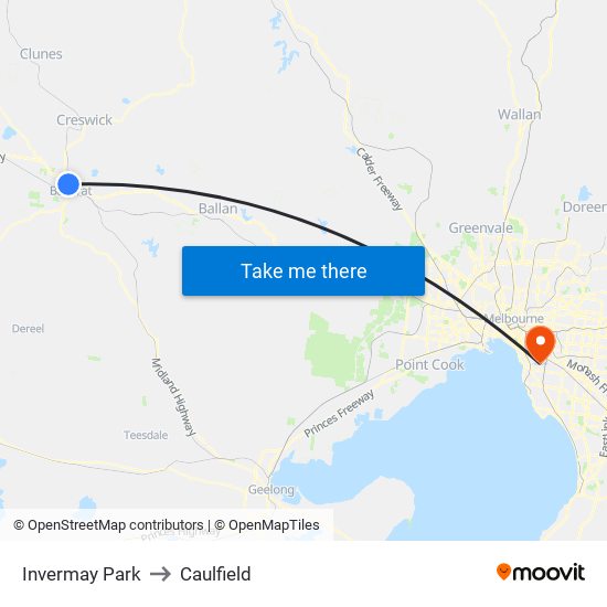 Invermay Park to Caulfield map