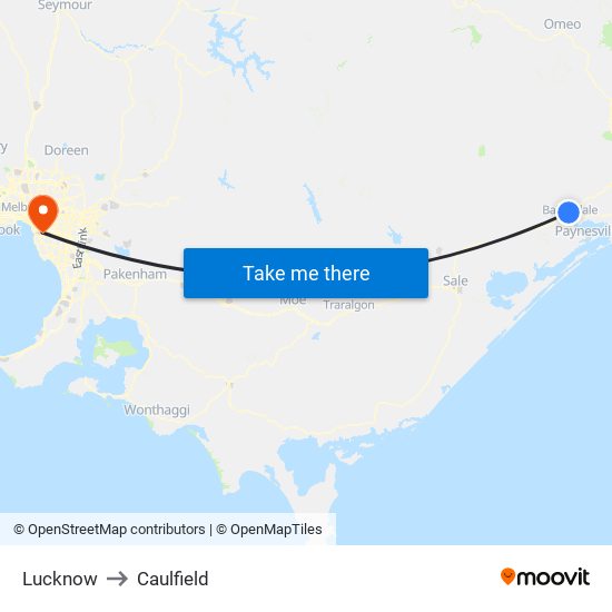 Lucknow to Caulfield map