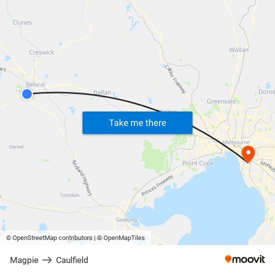 Magpie to Caulfield map