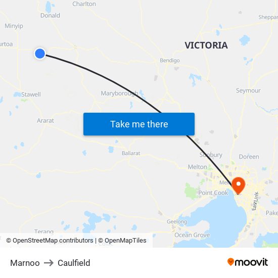 Marnoo to Caulfield map