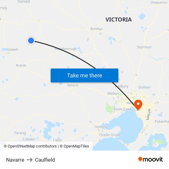 Navarre to Caulfield map