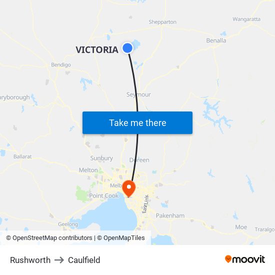 Rushworth to Caulfield map