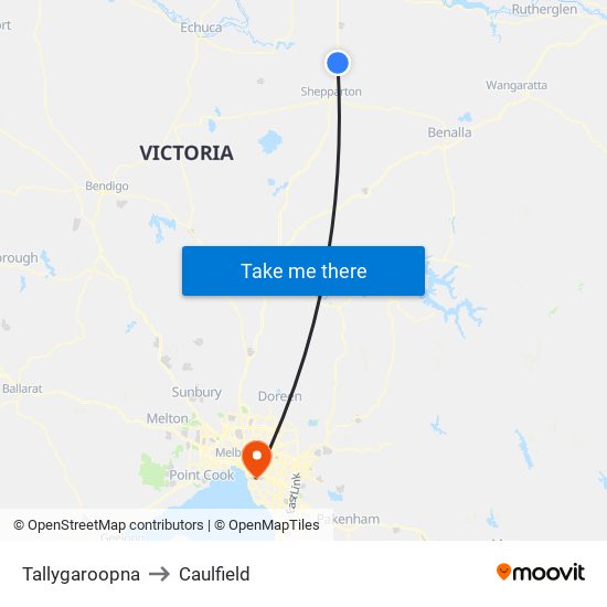 Tallygaroopna to Caulfield map