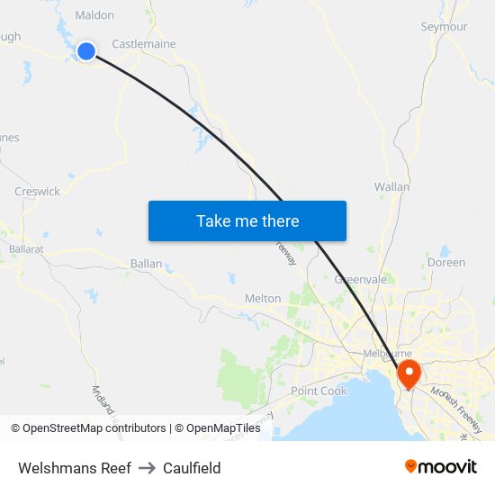 Welshmans Reef to Caulfield map